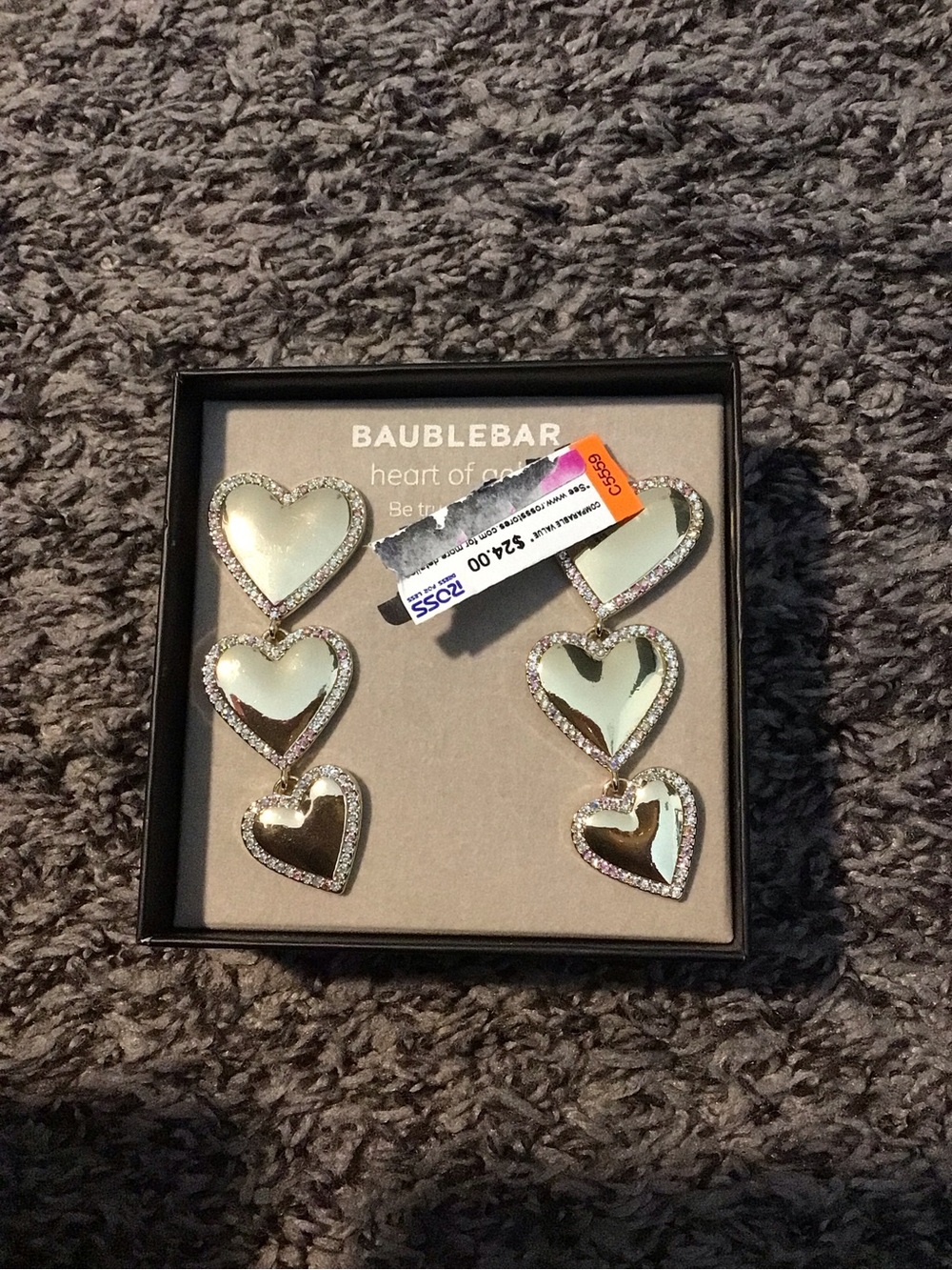 BaubleBar Silver Mirrored Triple Heart Dangle Earrings